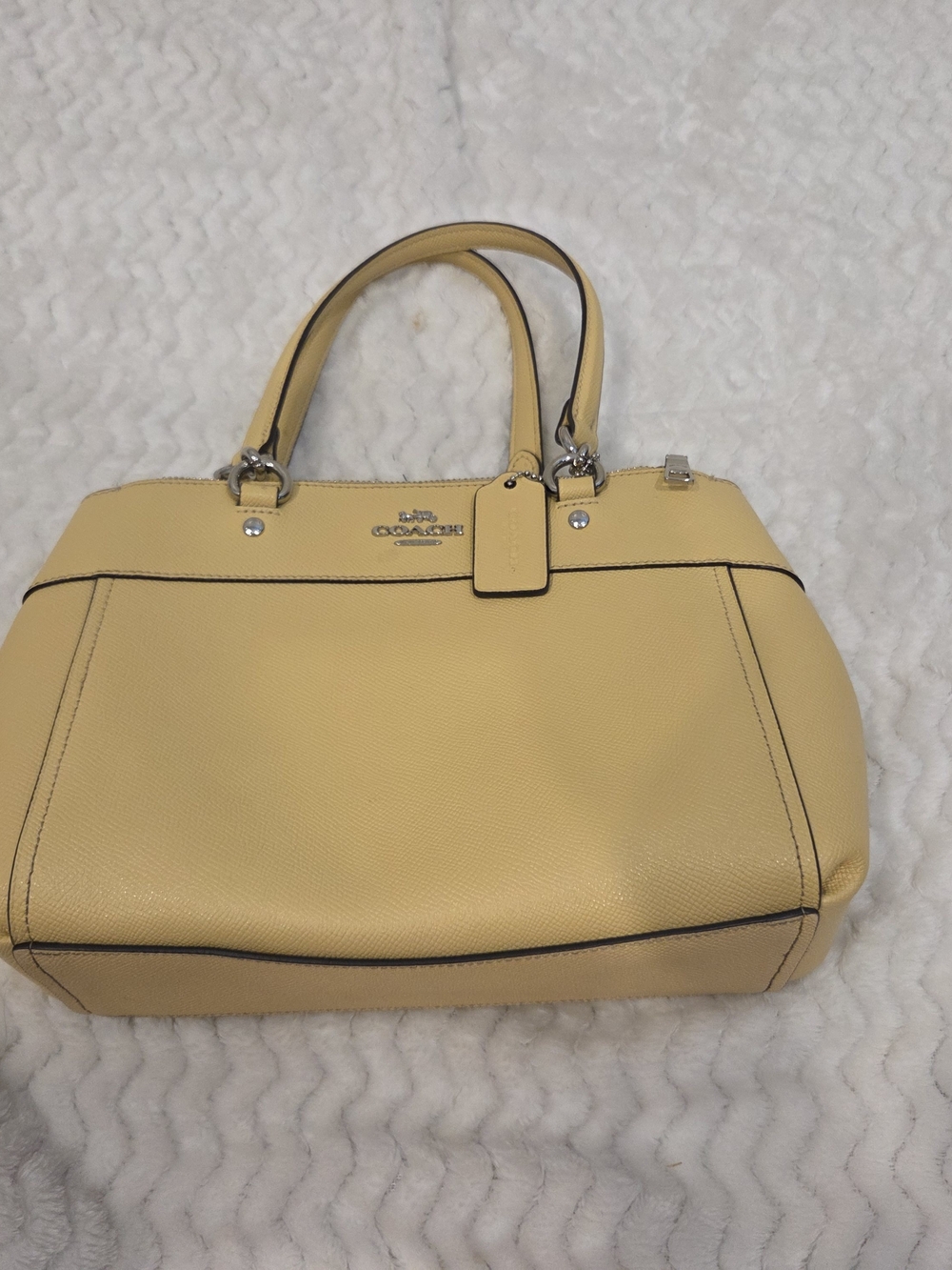 Coach Mini Surrey Carryall Pebble Leather Satchel in Canary